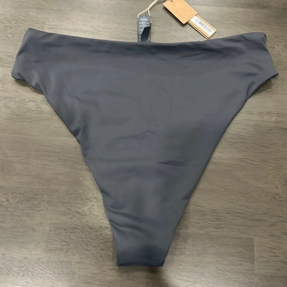 SKIMS SIGNATURE SWIM MID WAIST BOTTOM GUNMETAL SIZE L & 2X